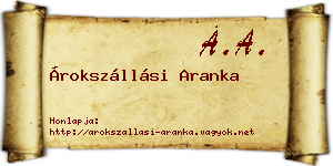 Árokszállási Aranka névjegykártya