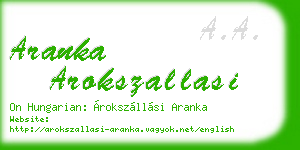 aranka arokszallasi business card
