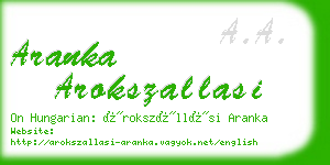 aranka arokszallasi business card